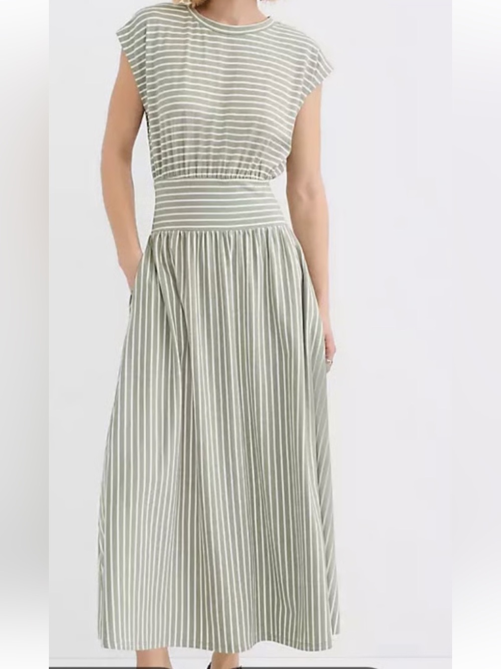 LOFT Striped Cap Sleeve Maxi Pocket Dress women’s size large new with tags